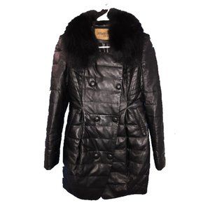 Genuine Leather Fox Fur Down Puffer Coat